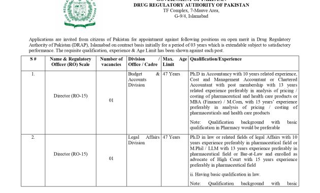 Govt. Jobs, Exciting Career Opportunities at the Drug Regulatory Authority of Pakistan (DRAP) 2023