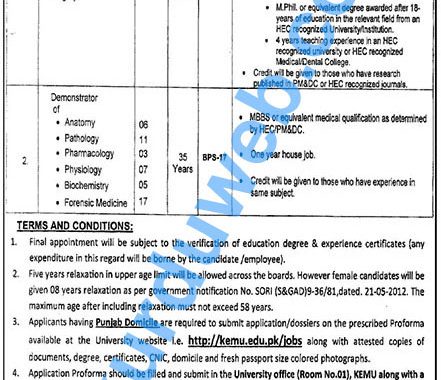 🏥 Private Jobs, King Edward Medical University, Lahore - Vacancy Announcement 2023