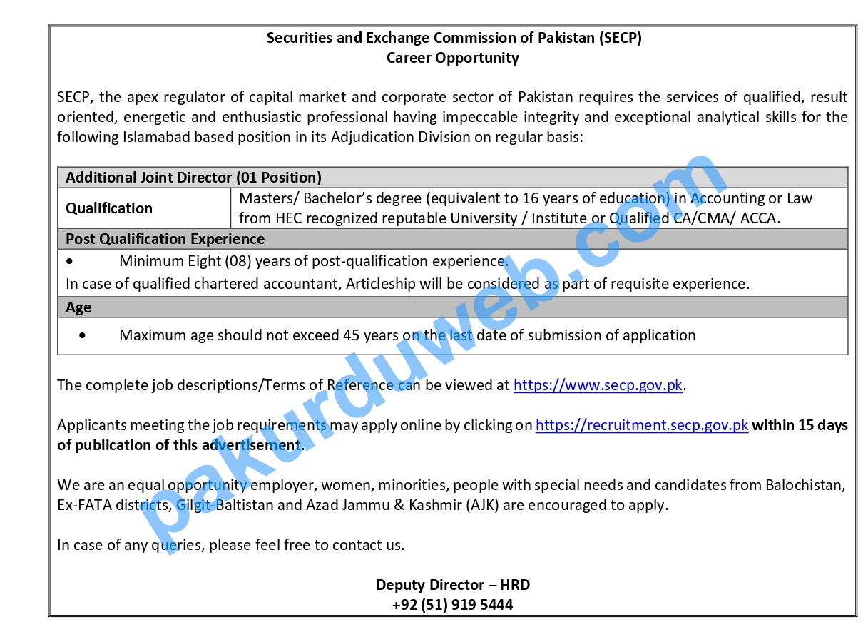 🏛️ Govt Jobs - Securities And Exchange Commission Of Pakistan (SECP) Career Opportunity 2023 🏛️