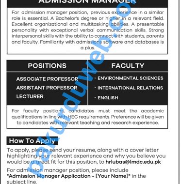ðŸŽ“ Private Jobs, University of Biological & Applied Sciences (UBAS) Lahore - Jobs 2023