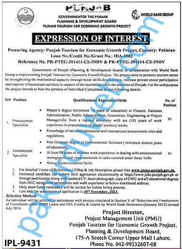 PTEGP Jobs, Exciting Opportunities with Punjab Tourism for Economic Growth Project (PTEGP) - 2023