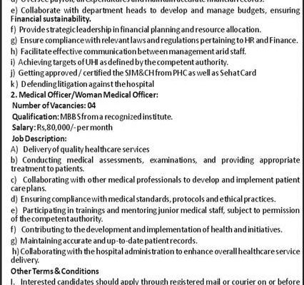 Job Advertisement: The Silver Jubilee Maternity & Children Hospital Of the Pakistan Red Crescent Society (PRCS) Jobs 2024